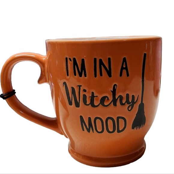 PERFECTLY WICKED Orange and Black Halloween Theme Ceramic Coffee Mug - Picture 2 of 5